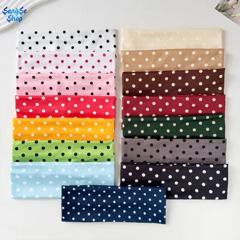 Women's Whimsical Polka Dot Headbands - Wide, Non-Slip, Comfortable Minimalist Hair Accessories for Thick Hair, Sports & Outdoor Daily Wear Styling