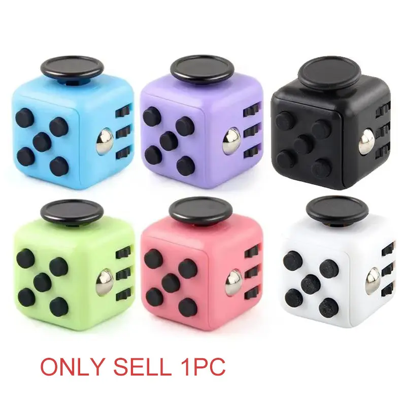 Finger Stress Relief Cube Dice, 6-Function Multi-Sided Fidgeting Relaxation Toy, Portable Anxiety Relief Tool