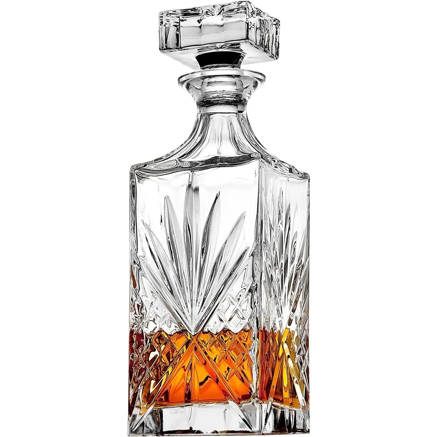 Crystal Whiskey Decanter, Lead-Free, 750ml, Irish Cut, Barware Gift for Men, Scotch Bourbon Liquor