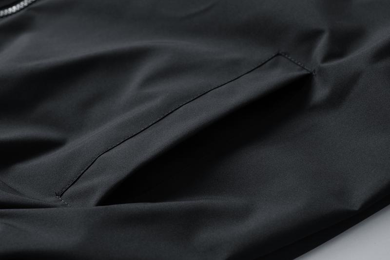 Men's Black Bomber Jacket Trendy Baseball Jersey Design Fashionable Comfortable Outerwear Perfect for Casual Street Style Everyday Wear Windproof Warm Gift Lightweight Top Sports Solid Color