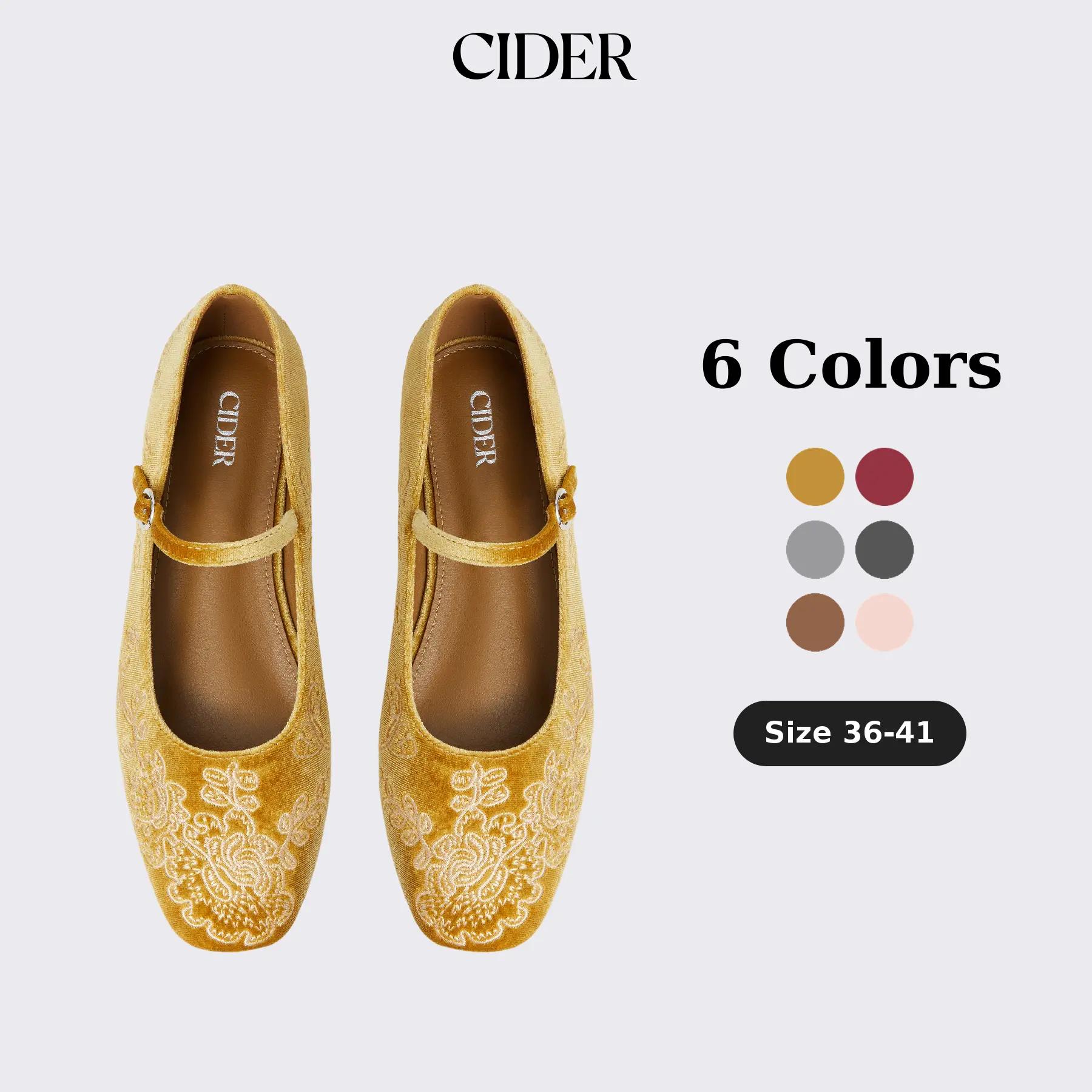 Cider ROUND TOE MBROIDERED  MARY JANE SHOES