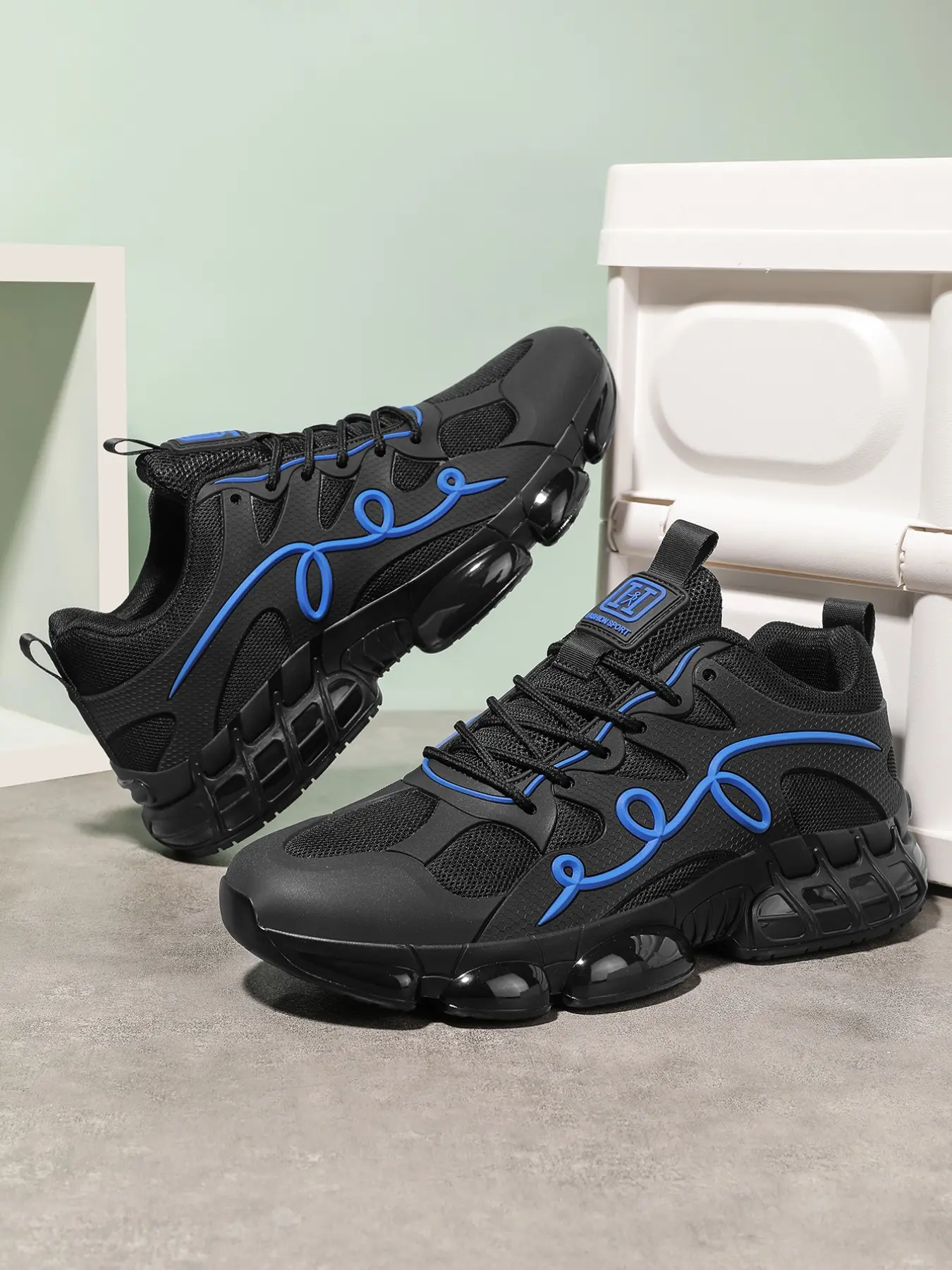 Men's Sneakers, 2026 New All-Black Platform Dad Shoes, Height Boost Shock Absorbing Breathable Mesh Athletic Shoes, Trend Street Versatile Footwear for Men, PU Leather & Mesh Marathon Running Sneakers, Big Size Up to 46, Stylish Youth Fashion Shoes