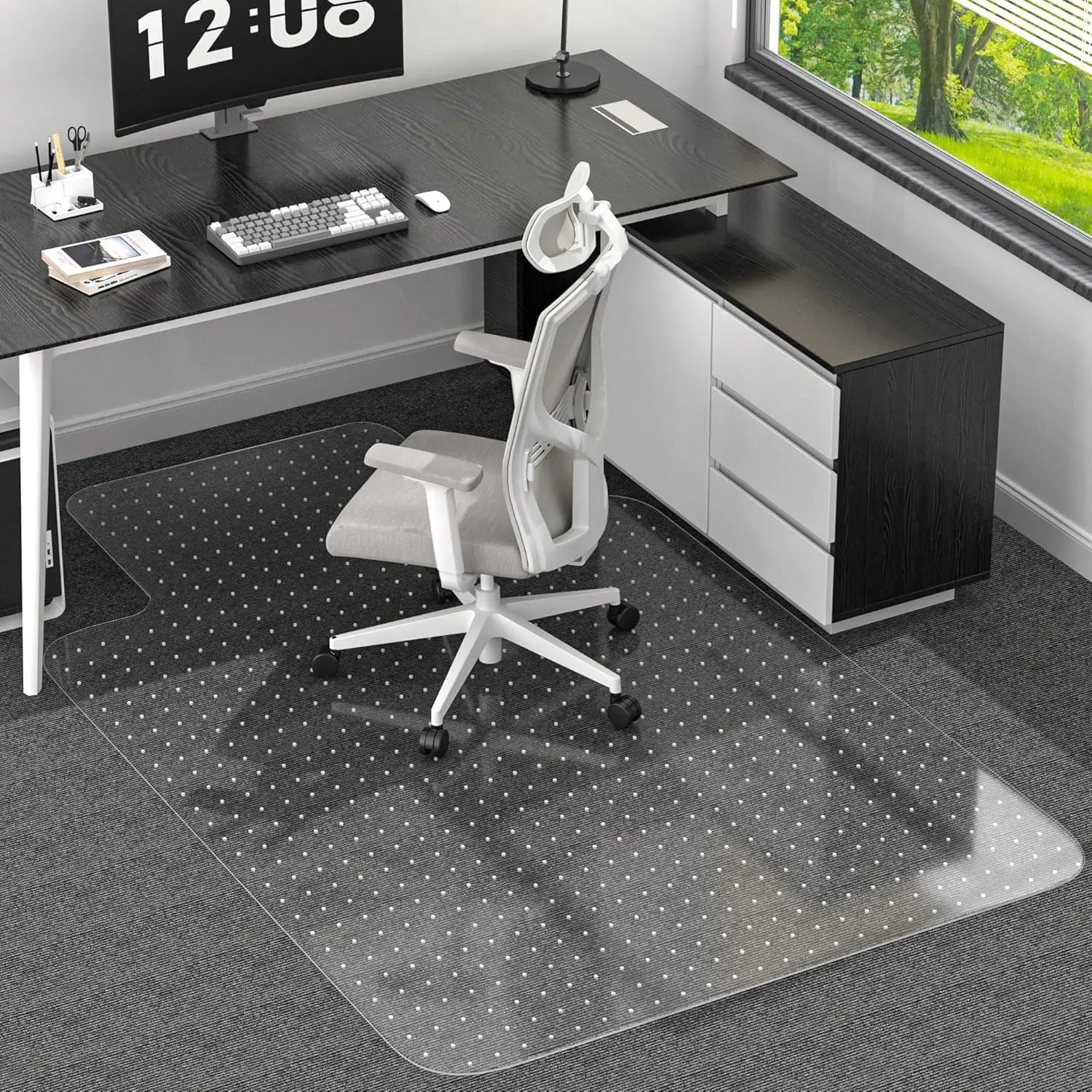 Office Chair Mat for Low Pile Carpet, 48"x60" Clear Smooth Glide with Lip | Non-Slip Studded Backing, Smooth Glide,Heavy-Duty Clear Plastic, Extended Lip –Carpet Protector for Office, Desk, Gaming