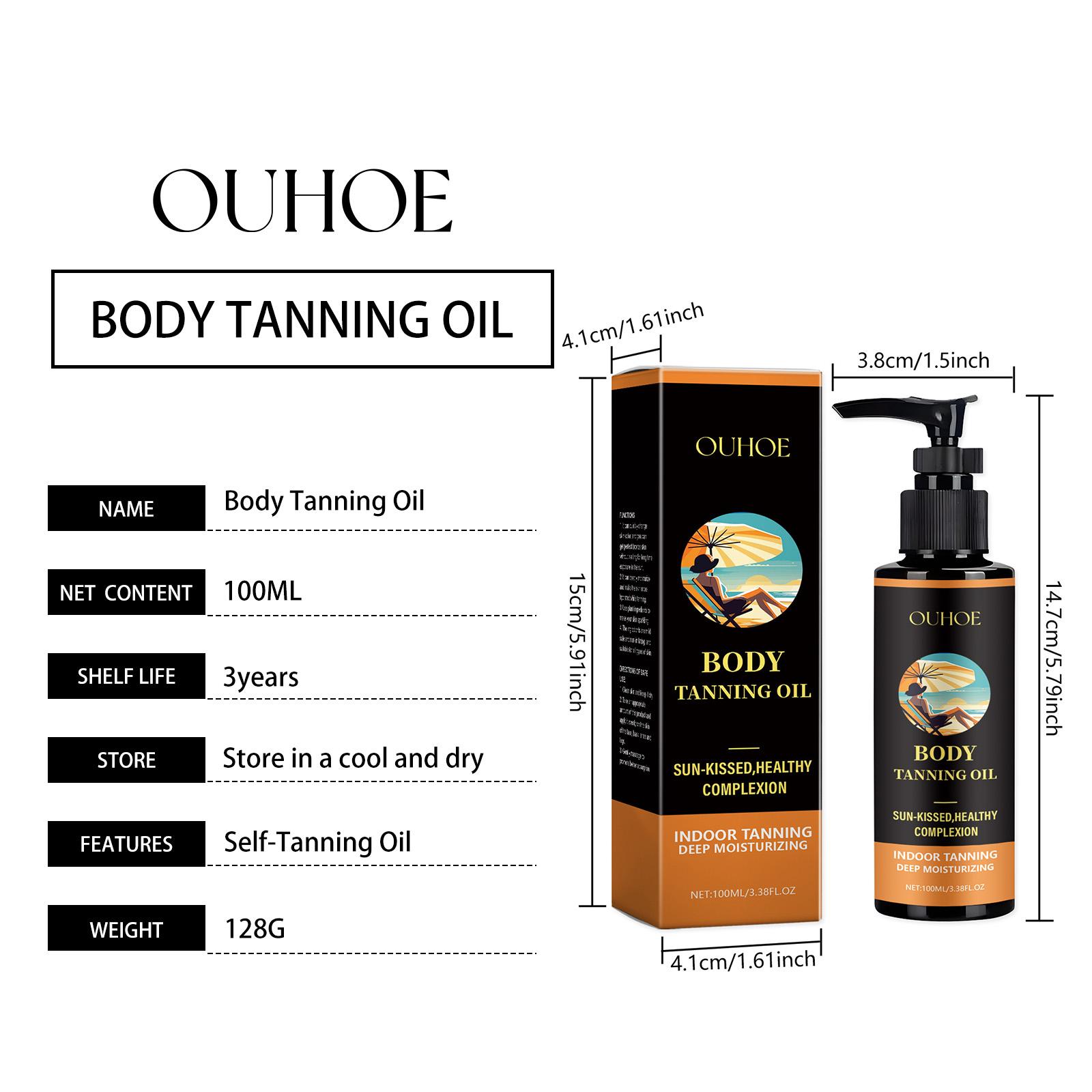 OUHOE Body Tanning Oil with Coffee Extract, Indoor Sunless Tanner for Streak-Free Natural Bronze, Moisturizing Hydrating Formula, Deep Tan No Sun Needed for All Skin Types