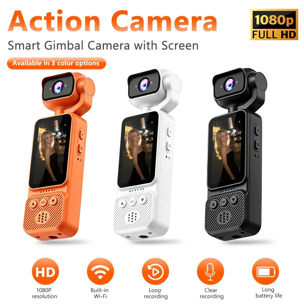 1080P HD Vlogging Ccd Camera, Portable Vlogging Camera, Compact Travel Digital Camera, Handheld Video Camera, Video Recording Camera, Video Blog Camera, 180° Flip Screen, 8x Zoom, Easy Use for Beginners, Outdoor Wireless Ring Camera