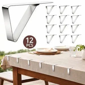 12 Pieces Tablecloth Clips, Waterproof Stainless Steel Table Cloth Holder Clips, Windproof Picnic Table Cover Clamps for Securing Tablecloths Indoor Outdoor Party, Wedding, Christmas, Camp (12, Small)