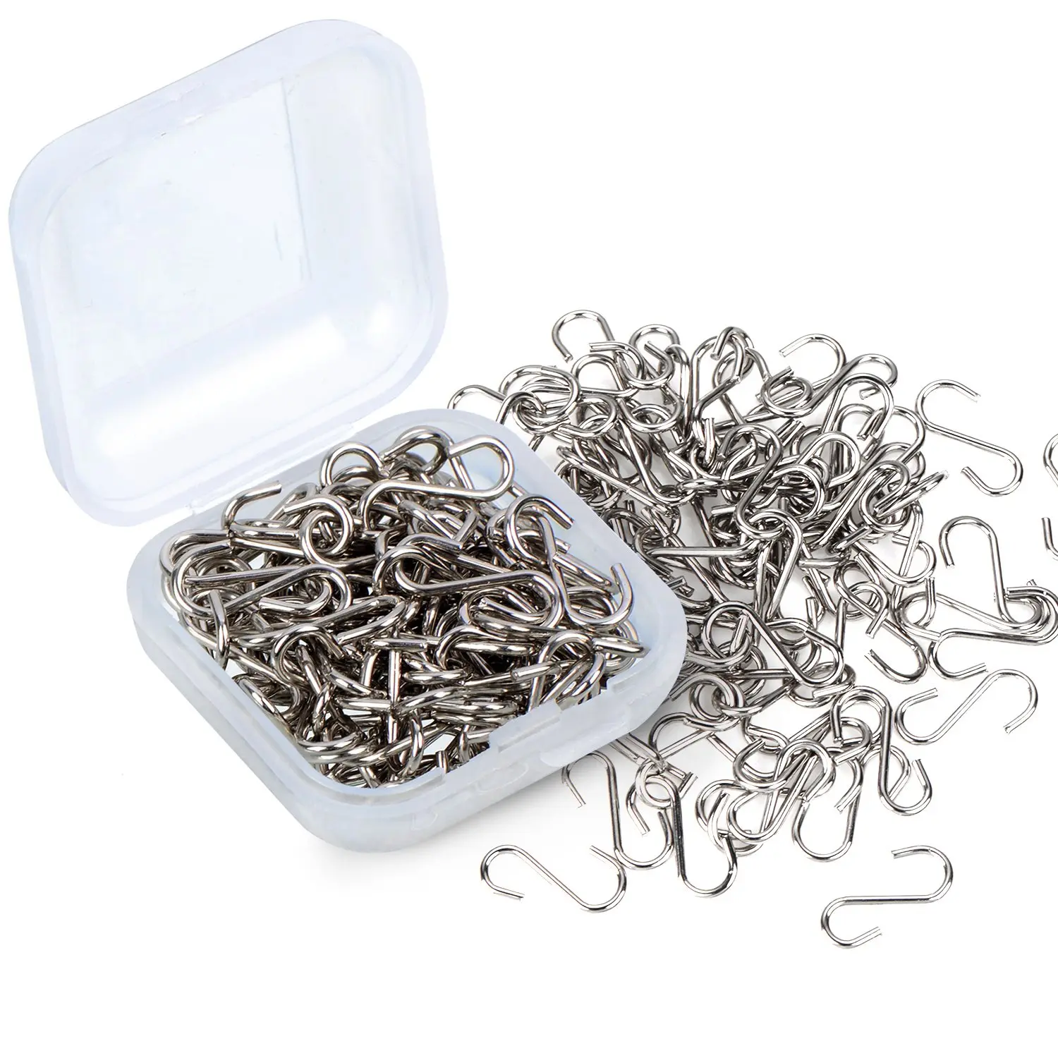 100 Pcs Mini Ornament Hook for Mini Tree 0.55'' Small S Hook, Silver