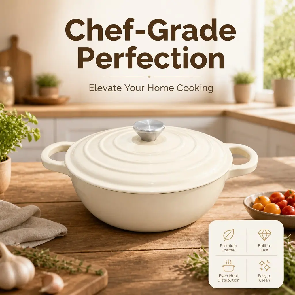 Enamel Cast Iron Dutch Oven with Lid, Round Mama Pot, Handles Up to 500°f (260°c), Ideal for Baking Bread and Stewing Dishes