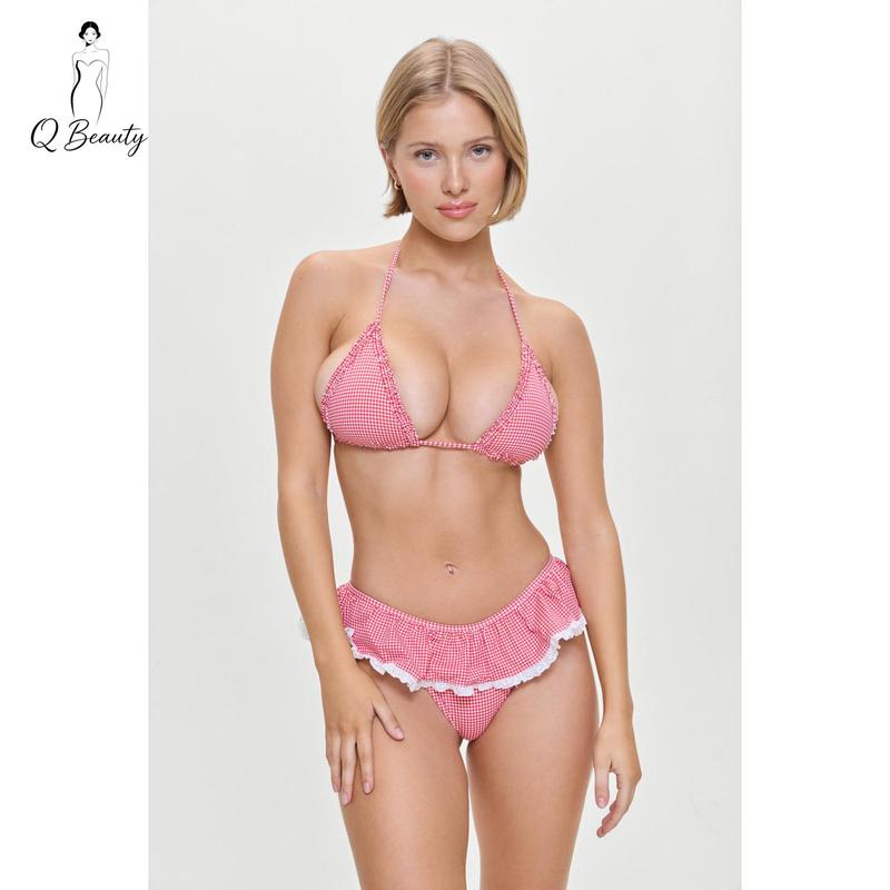 Women's 2 Piece Bikini Set Fashion Halter Neck Skirt Swimsuits Summer Two Piece Bathing Suit