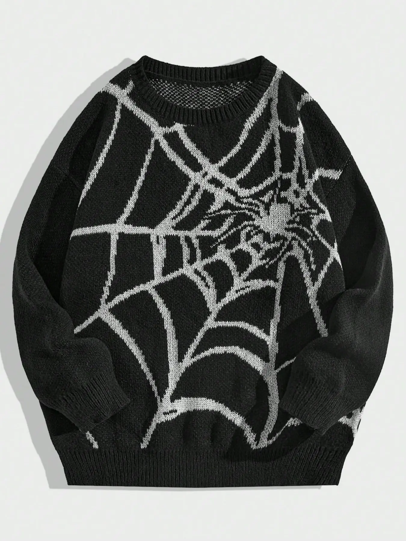 American Men's Casual Sweater, Knitted Spider Line Pattern Design, Comfortable Home Wear, Breathable Warm, Versatile Pullover