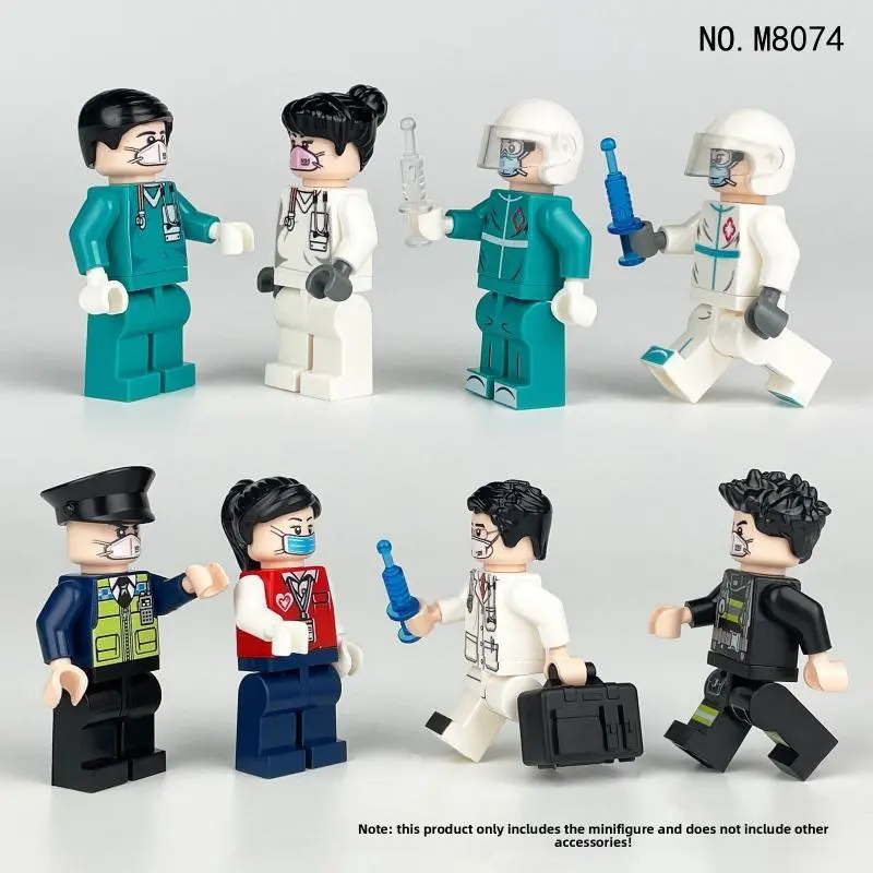 2026 Hot Assembled Miniature Toy M8074, Unisex All-Seasons Interactive Dolls for Small Children (Hospital Doctors, Police Officers, Nurses)