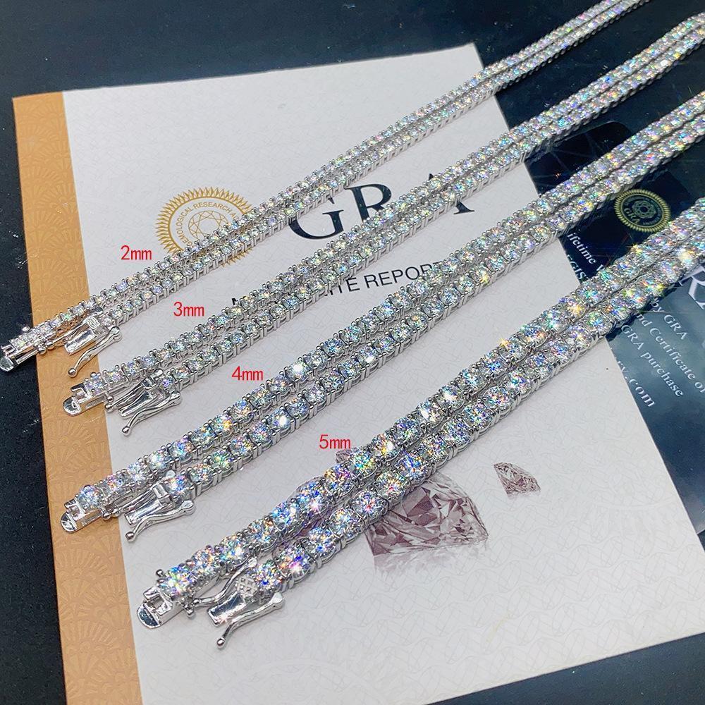 TY GRA Certified Moissanite Tennis Necklace 2/3/4/5mm Solid Sterling Silver Diamond Tennis Necklaces for Women Man TY GRA Certified Moissanite Tennis Necklace 2/3/4/5mm Solid Sterling Silver Diamond Tennis Necklaces for Women Man