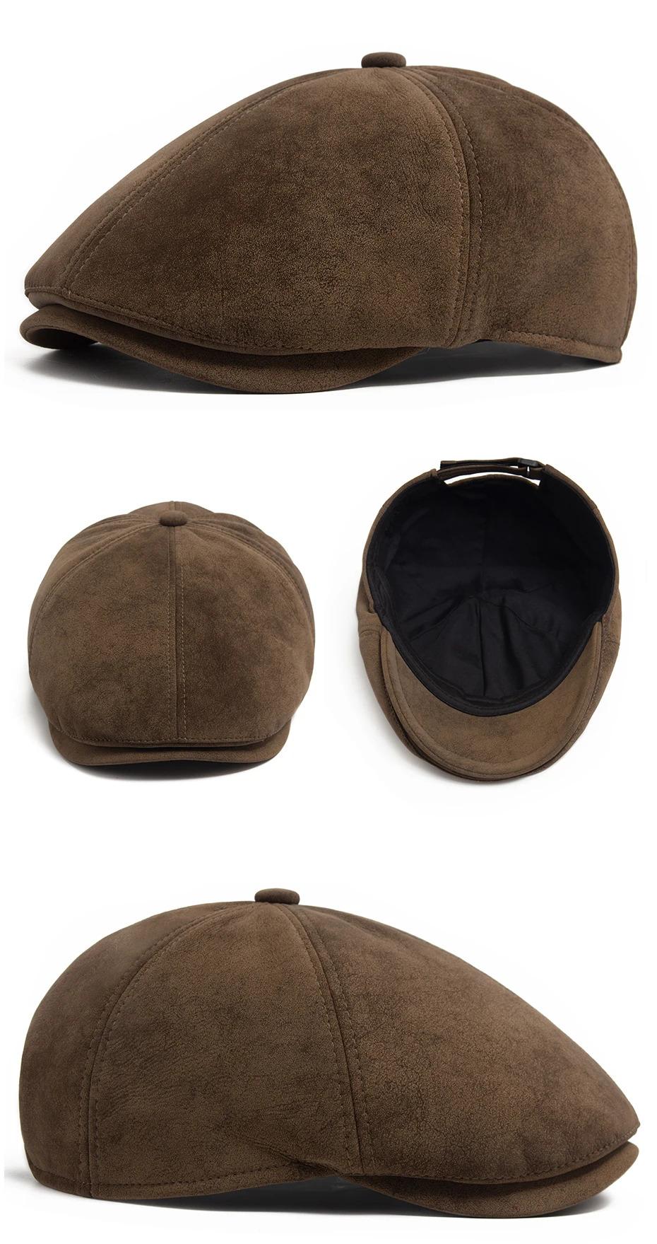 New PU Imitation leather Newsboy Cap Fashion Vintage Men Women Berets For Spring Autumn Visor Flat Hat Casual Retro Hip Hop Caps