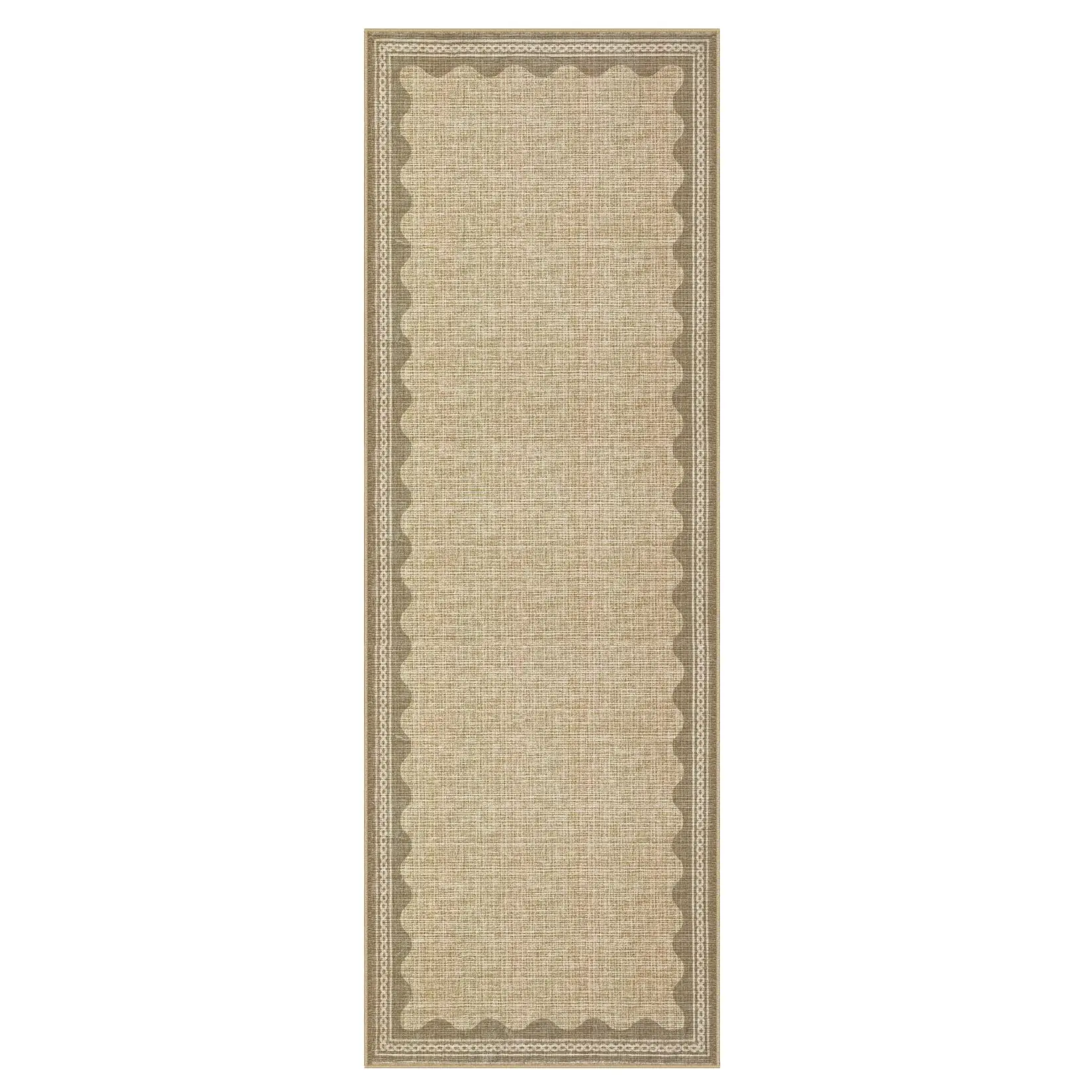 GARVEE 2x6 ft Washable Kitchen Hallway Runner Rug, Non-Slip, Solid Coffee Color, Digital Print, Modern Low-Pile Soft Interior Carpet with Festooned Edges