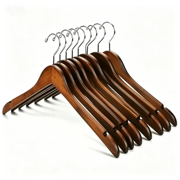 Retro Wooden Coat Hangers - 10 Pack Solid Suit Hangers for Closet Organization - Heavy Duty Shirt Hangers for Suits & Jackets - Durable Clothes Hangers with Chrome Hook
