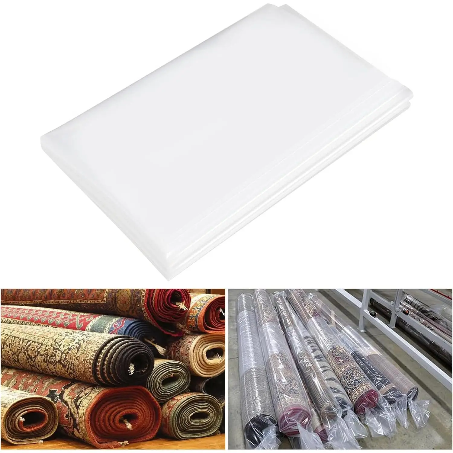 Rug Storage Bag, Fit for Rolled Rug up to 6'x 9', Large Plastic Rug Bag Clear Carpet Runner Bag  for Rug Storage/Moving/Packing/Shipping and Other Foldable Large Objects