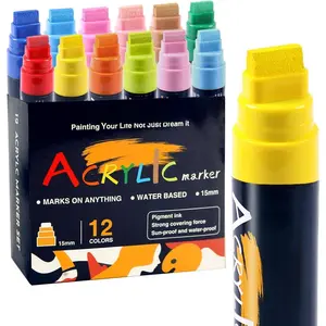 12  Colors    Markers, 15MM Graffiti Markers,   Poster Markers for Canvas, Poster Board, DIY Crafts, Window,  & Fabric, Thick Marker for Artists & Teachers
