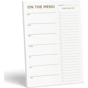 Gold Meal Planner and Grocery List Magnetic Notepad 7x10” Meal Planning Pad with Tear Off Shopping List Plan Weekly Menu Food for Weight Loss or Dinner List for Family