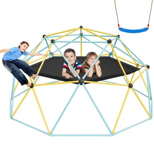 VEVOR Climbing Dome, for Kids 3 to 10 Years Old,10FT Geometric Dome Climber with Hammock and Swing,  Jungle Gym Supports 750LBS and Easy Assembly, with Climbing Grip, Outdoor Backyard Play Equipment