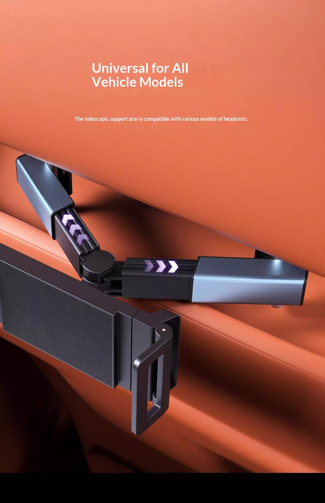 Car tablet bracket, rear seat back ipad support frame, rear seat headrest retractable, rotatable and fixed mobile phone bracket