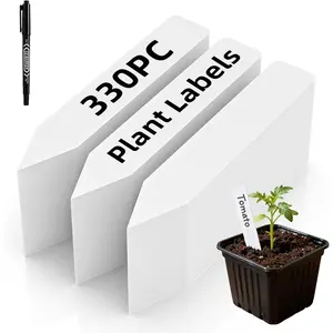 Cleangor 330Pcs Plant Labels with Marker Pen, 4" Plant Tags for Garden Waterproof, Reusable Plastic Plant Markers Garden Labels for Seedlings, Vegetables, Flowers, Gardening Organization Kit