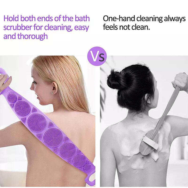 1PCS Fashion Silicone Bath Body Brush, Exfoliating Long Silicone Body Back Scrubber, Bath & Body Brushes, Shower Brush, Double-sided Brush