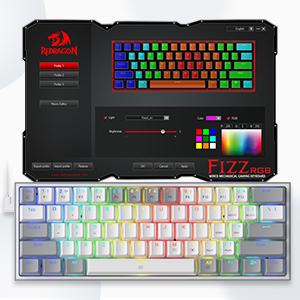 Redragon K617 Fizz 60% Wired RGB Gaming Keyboard, 61 Keys Hot-Swap Compact Mechanical Keyboard, Linear Red Switch, Pro Driver/Software Supported