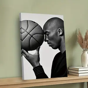 1 piece canvas art print of a basketball player - black and white sports wall decoration, inspirational aesthetic gift, suitable for home, office, cafe, classroom, kitchen, basketball room decoration