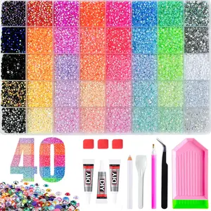 【Summervibes】DIY Diamond Bedazzling Kit Rainbow Color Rhinestone Kit, Includes Drill Pen and Tweezers, Easy DIY Craft Supplies, Perfect for Clothing, Shoes, Fabric, Nail Art, Women's Gift