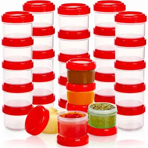 30 Pack Condiment Container with Lid, 1.18 Oz Salad Dressing Container Cup To-Go Small  Storage Container,  Leak Proof Mini Sauce Cup Container for Lunch, Picnic, Fridge
