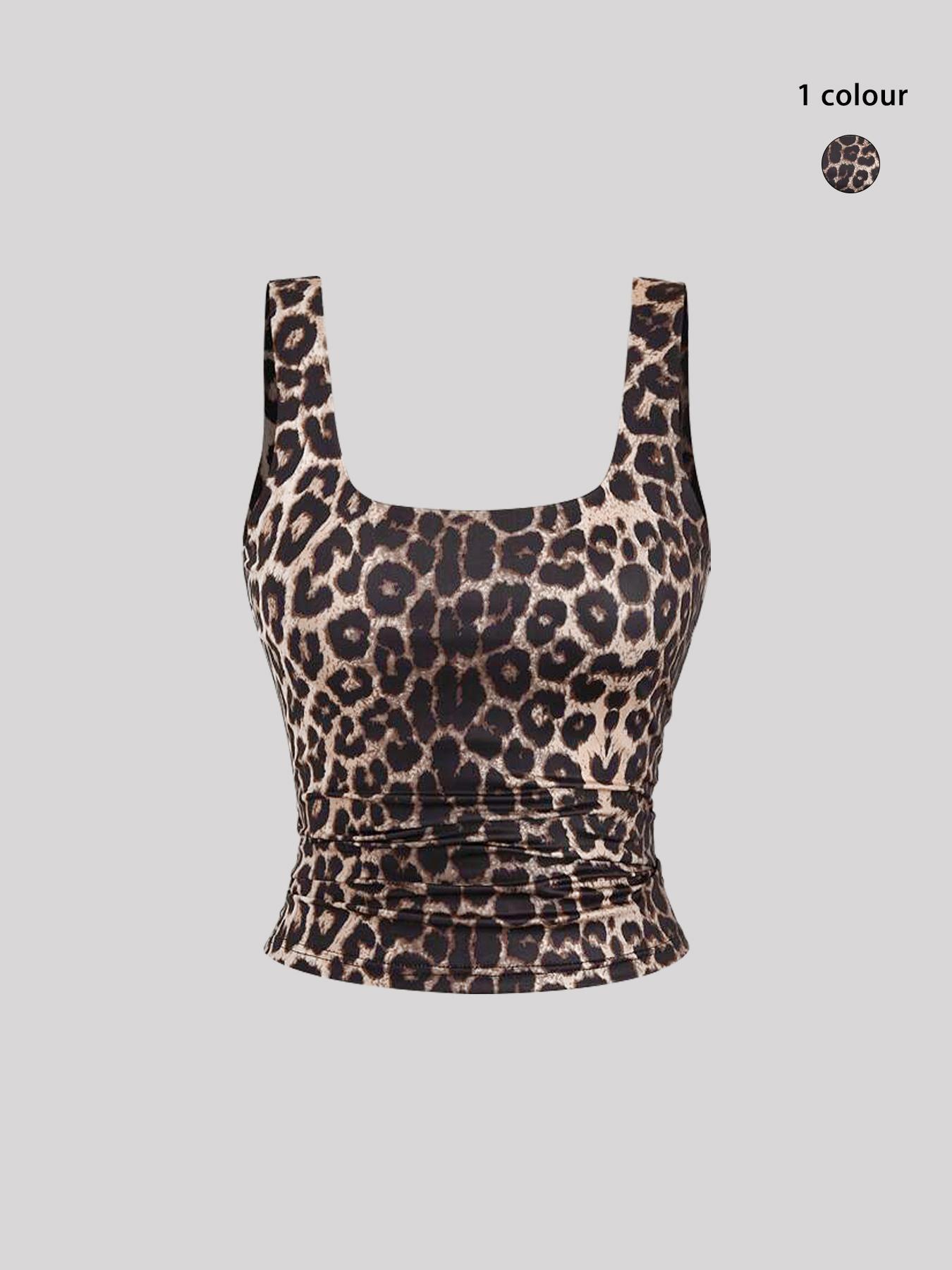 Women's Solid & Leopard Print Slim Tank Top, Casual Sleeveless Top for Spring & Fall, Ladies Clothes for Daily Wear