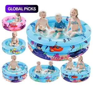 Inflatable Swimming Pool Ocean Animal Pattern Triple Ring Thickened Family Water Play Fishing Multi-Functional Best Parent-Child Interactive Toy Gift