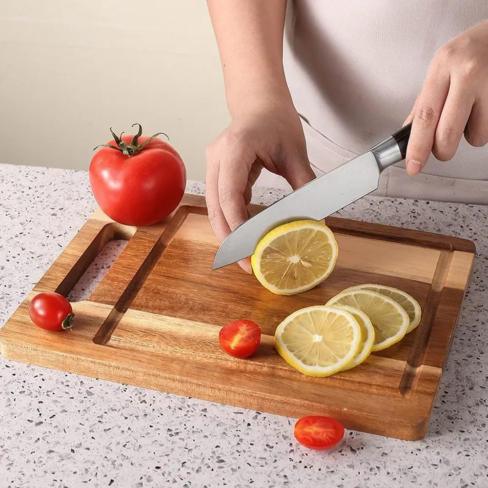 Premium Acacia Wood Cutting Board, Wooden Cutting Boards, Minimalist Rustic Kitchen Chopping Board, Cooking Cutting Board, Durable Food Prep Board, Ideal Gift for Home Cooks, Kitchenware