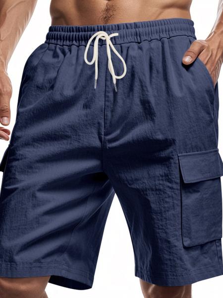 Men's Linen Fashion Work Shorts, Multi-Pocket Design with Drawstring Waistband, Casual Vacation & Daily Wear Essential