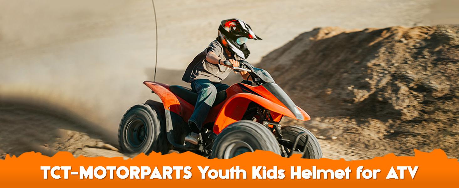 Youth Motorcycle Four Wheeler Riding Racing Helmets Motocross ATV Helmets Offroad Street Dirt Bike Go-Kart BMX MX Full Face Helmet Red Spider Samll Size