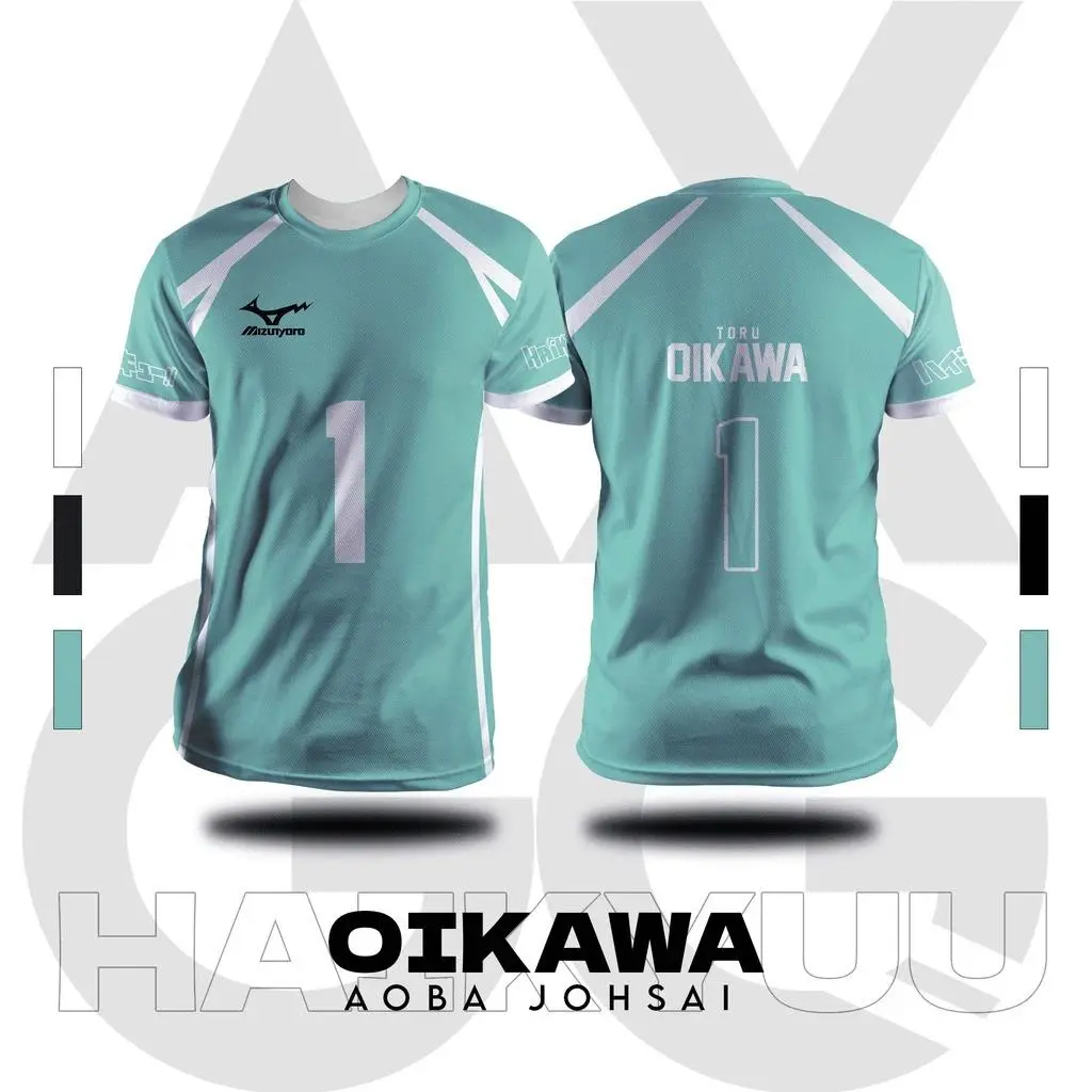 Haikyu!! Aoba Johsai Volleyball Team Jersey Oikawa No.1 Cosplay T-Shirt Summer Breathable Quick Dry Athleisure T-Shirt