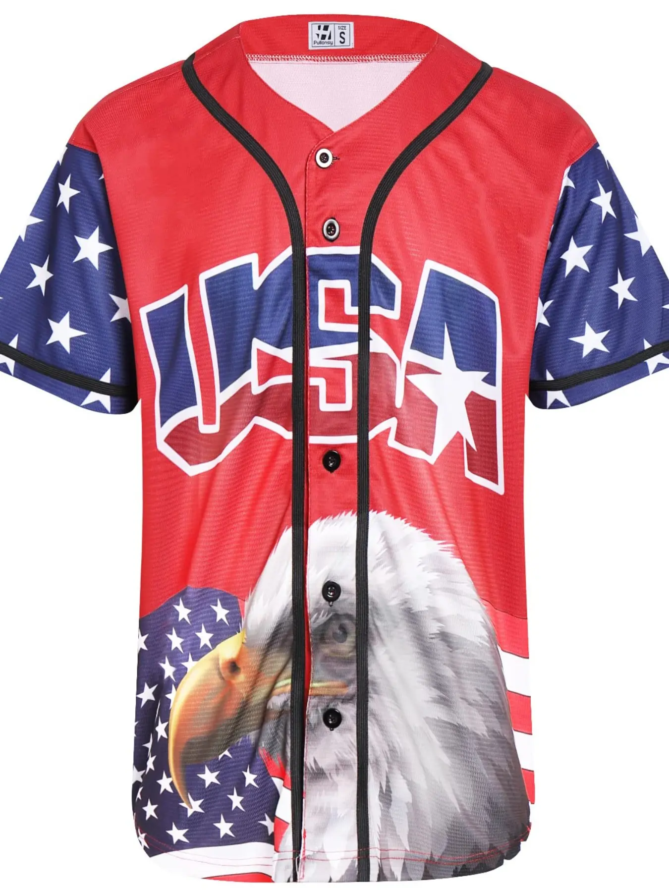 Women Summer Patriotic Usa Eagle Flag Printed Top, Loose-Fitting Full Placket Outerwear, All-Season Elegant Style, No Zipper Design