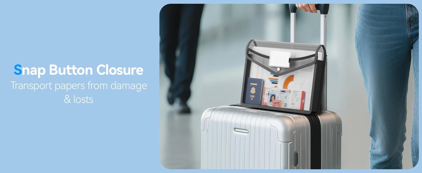 Plastic Expanding File Folder, Transparent envelopes with Snap Closure, No Dividers, Large Capacity, Assorted Colors, Fit Letter/A4 Size - 5 Packs