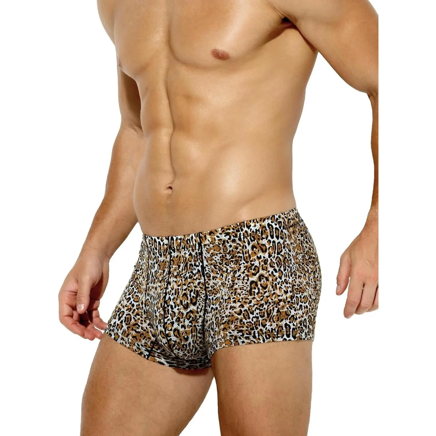 Men's Sexy Silky Underwear Printed Trunks Seamless Fitted Underpants
