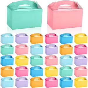32 Pack Pastel Party Favor Boxes Gable  Boxes with Handles 6 x 3.5 x 3.5 Inches Candy  Boxes for Birthday Wedding  Shower Party Supplies