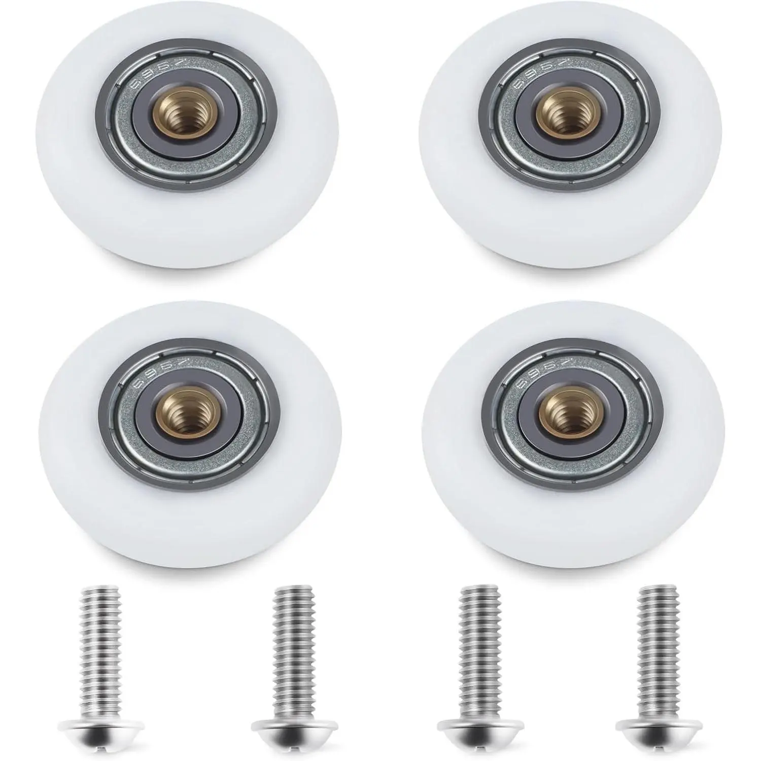 19mm 304 Stainless Steel Shower Door Roller Wheels Replacement Parts (4PCS), Bathroom Sliding Track Runners for Bathroom Use