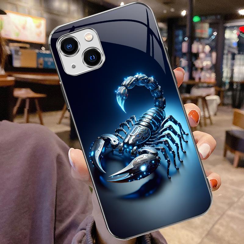 Suitable for [iPhone 13] Light luxury crystal eagle pattern and scorpion glass electroplated mobile phone case, exquisite and gorgeous 995