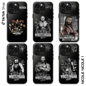 WrestleMania Las Vegas 42 WWE Legend Iconic Signature Phone Case, Wrestling Champion Black Phone Cover, Suitable for iPhone 17-11 Pro Max/Plus and  Samsung Galaxy S23-25