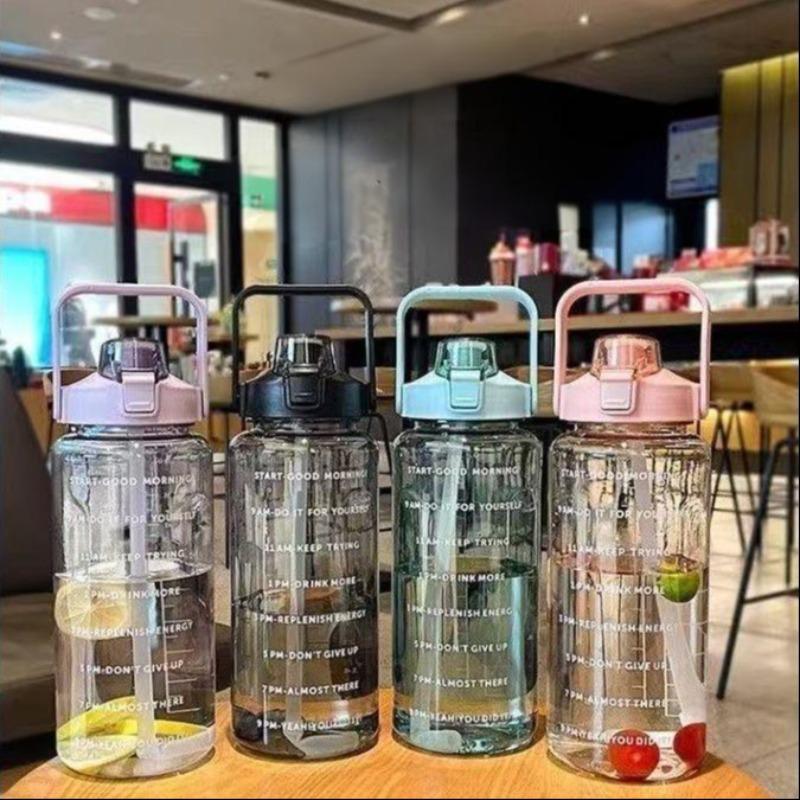 64oz Large Capacity Sports Water Bottle with Straw, Durable Polycarbonate Material, Leak-Proof Design, Ideal for Running & Fitness Activities