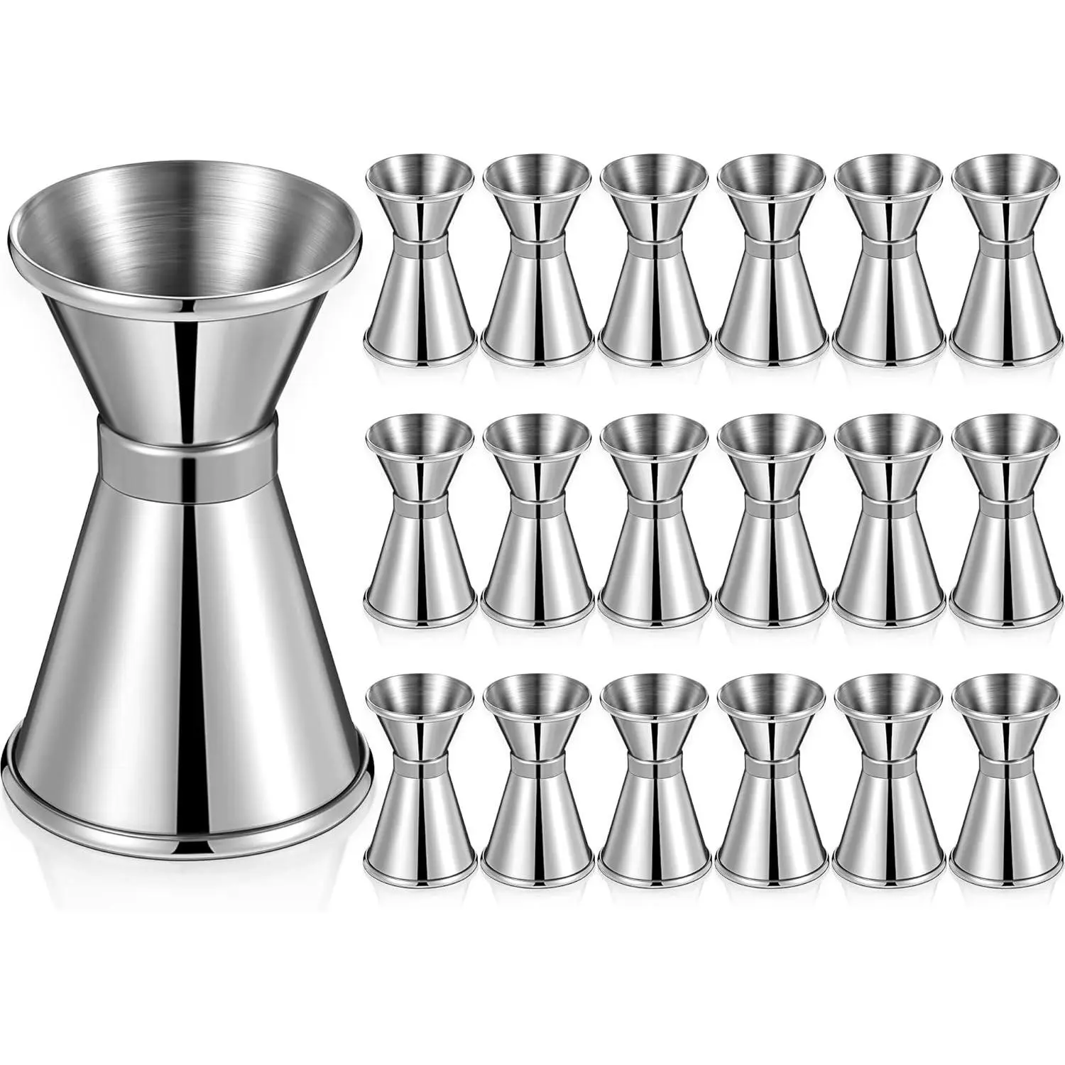 18 Pcs Double 1/2 & 1 oz Bar Jigger Stainless Steel Cocktail Shot Jigger Measuring Liquor Cup Bartender Supplies for Bar Bartending Party