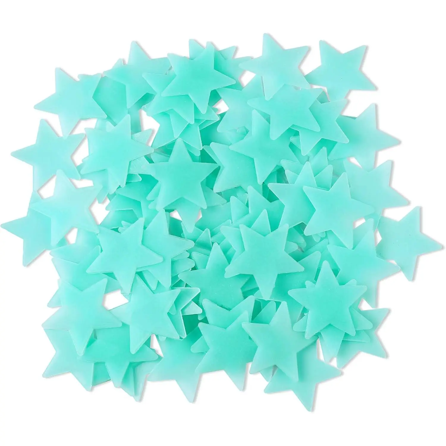 100 count Glow in The Dark Luminous Stars Fluorescent Noctilucent Plastic Wall Stickers Murals  for  Art Decor  Ceiling Wall Decorate   Bedroom Room Blue