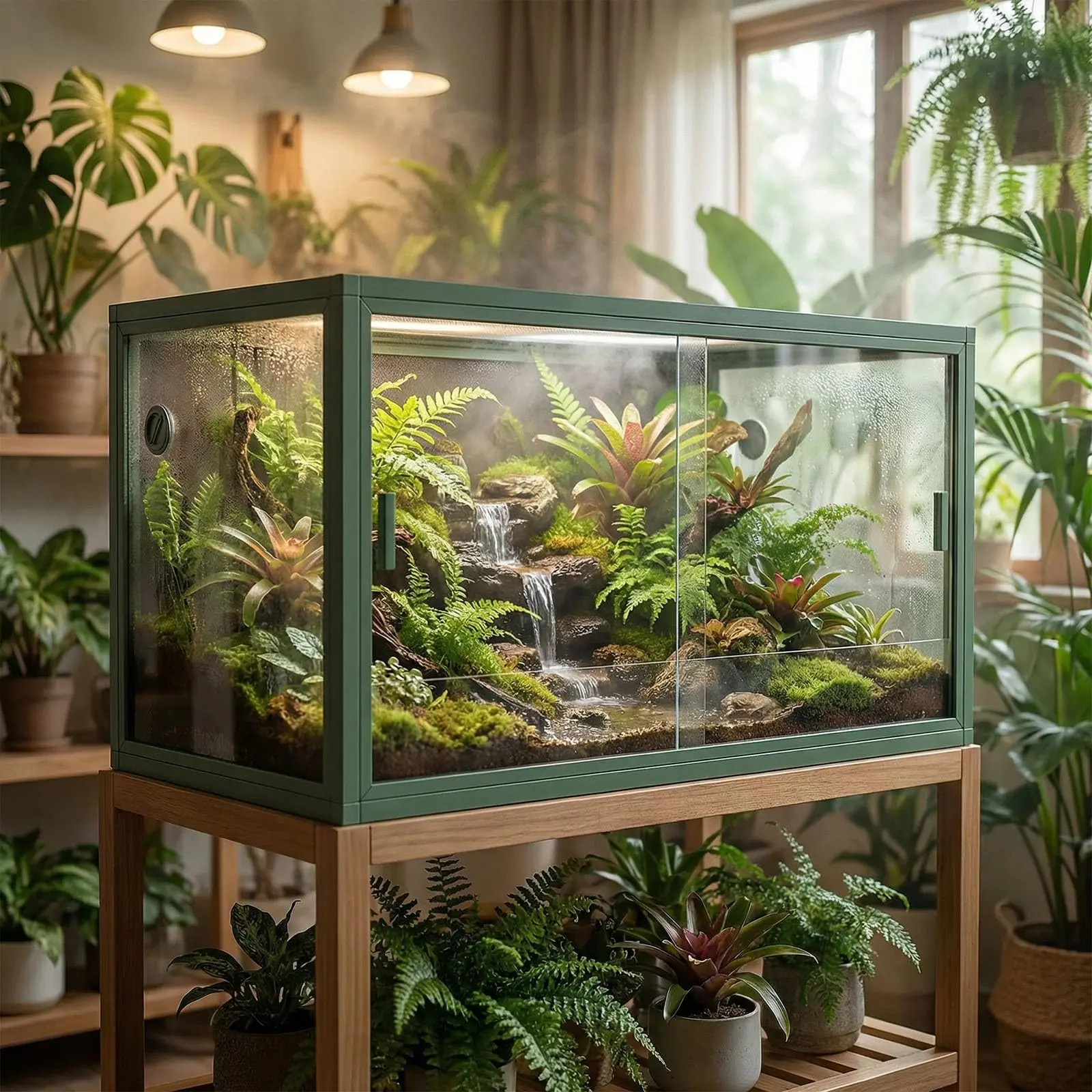 120 Gallon Reptile Terrarium 48x24x24in, Large Bearded Dragon Tank with Sliding Glass Doors, Heavy-Duty Screen Top Ventilation, Secure Anti-Escape Enclosure Ideal for Bearded Dragons and Snak