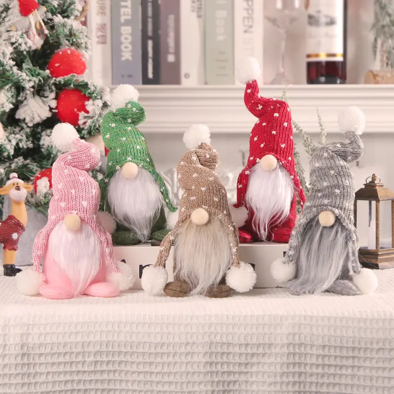 FuRise Christmas Knitted Faceless Gnome Plush Ornament, Nordic Rudolph Santa Doll, Soft Cotton Red Holiday Tabletop Decor, Ideal Christmas Gift & Indoor Seasonal Home Accessory