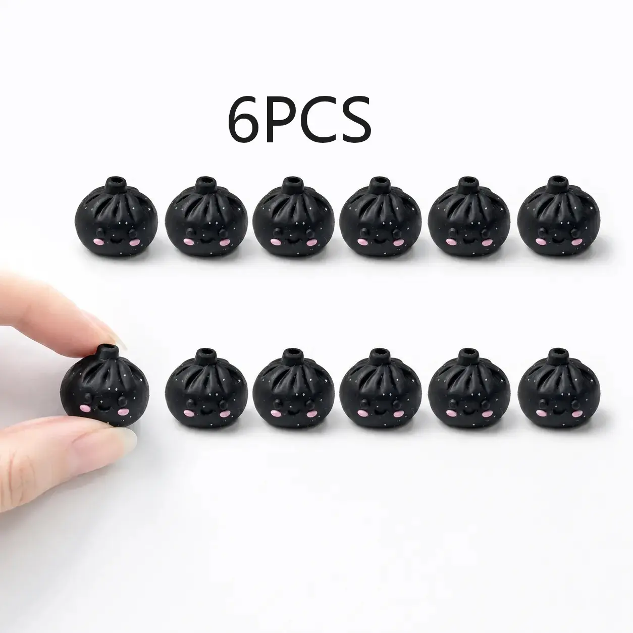 6 Black Glitter Doughnut Silicone Beads, Cute Shape Silicone Beads for Pens and Jewelry, DIY Necklace, Bracelet, Pendant Making