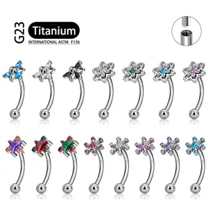 G23 Titanium Ear PIERC Earrings two-sided CZ Paved Top Threaded Labret Stud Tragus Navel nail Body Piercing Jewelry